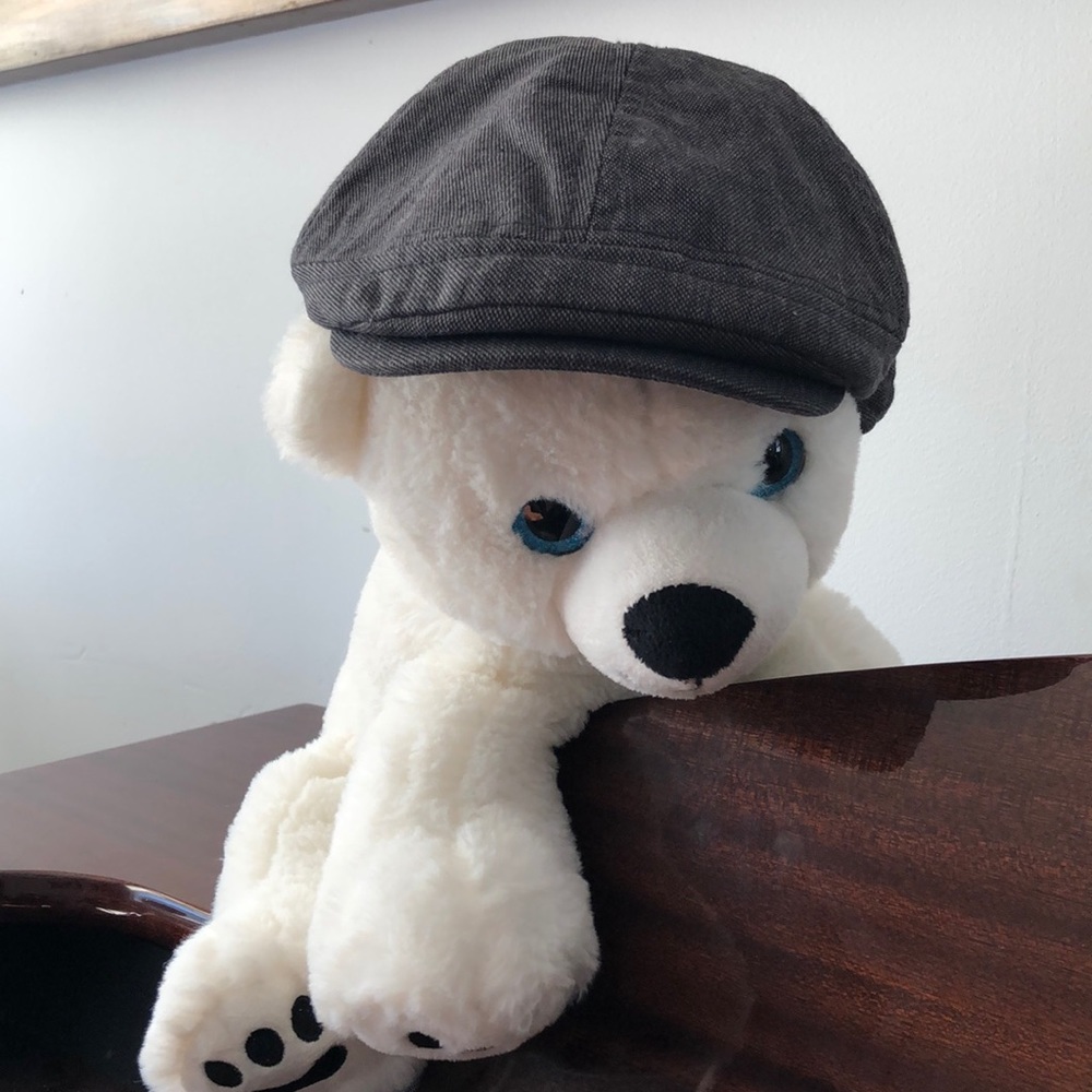 2T Kids Grey Newsie Hat w/ Pinstriped Lining
